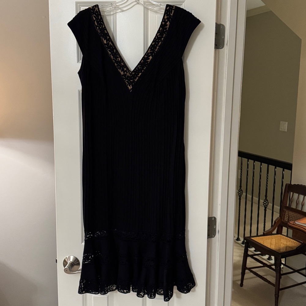 Tadashi Shoji Black Lace Midi Dress